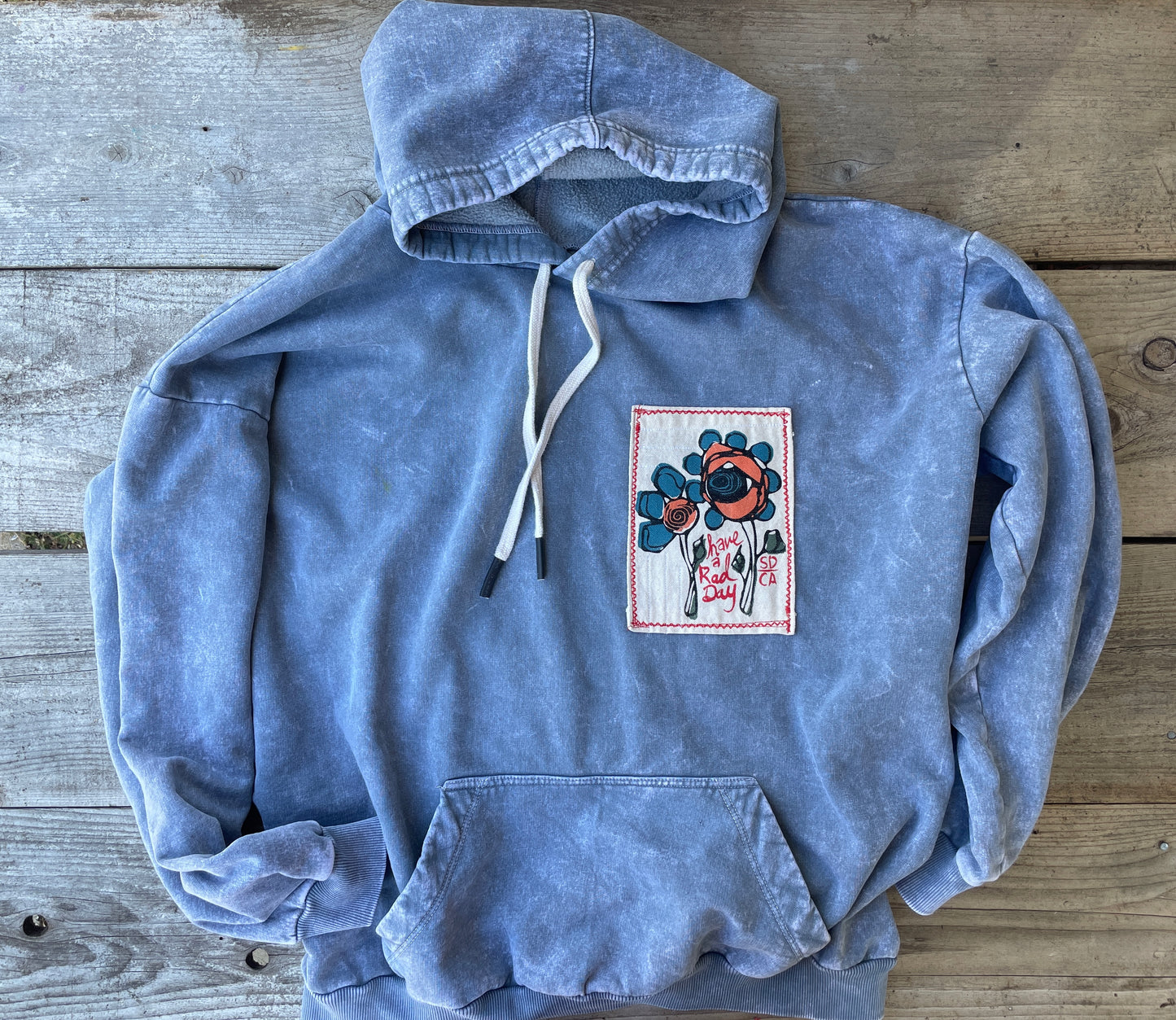 Acid washed stone blue Hooded Sweatshirt