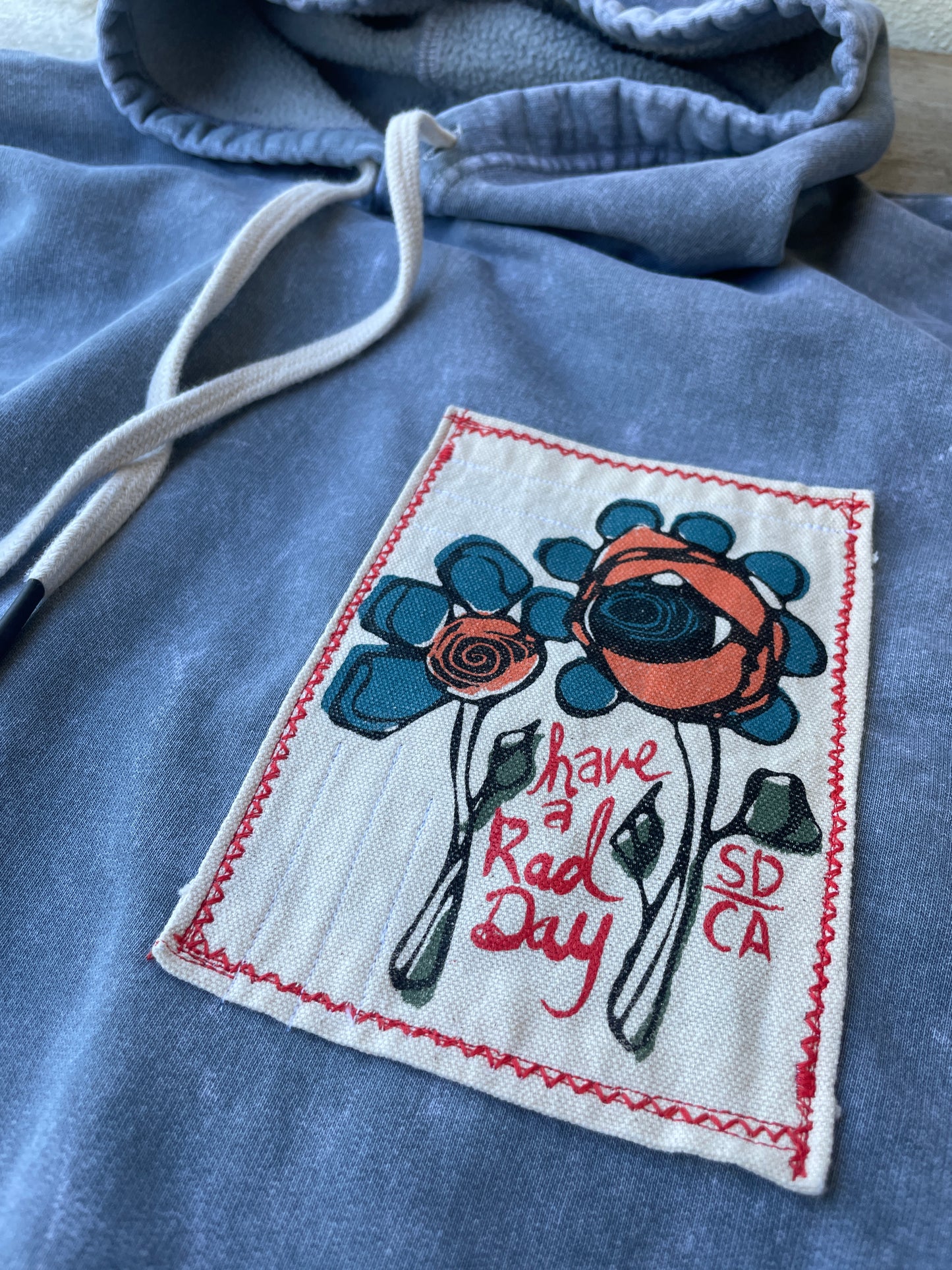 Acid washed stone blue Hooded Sweatshirt