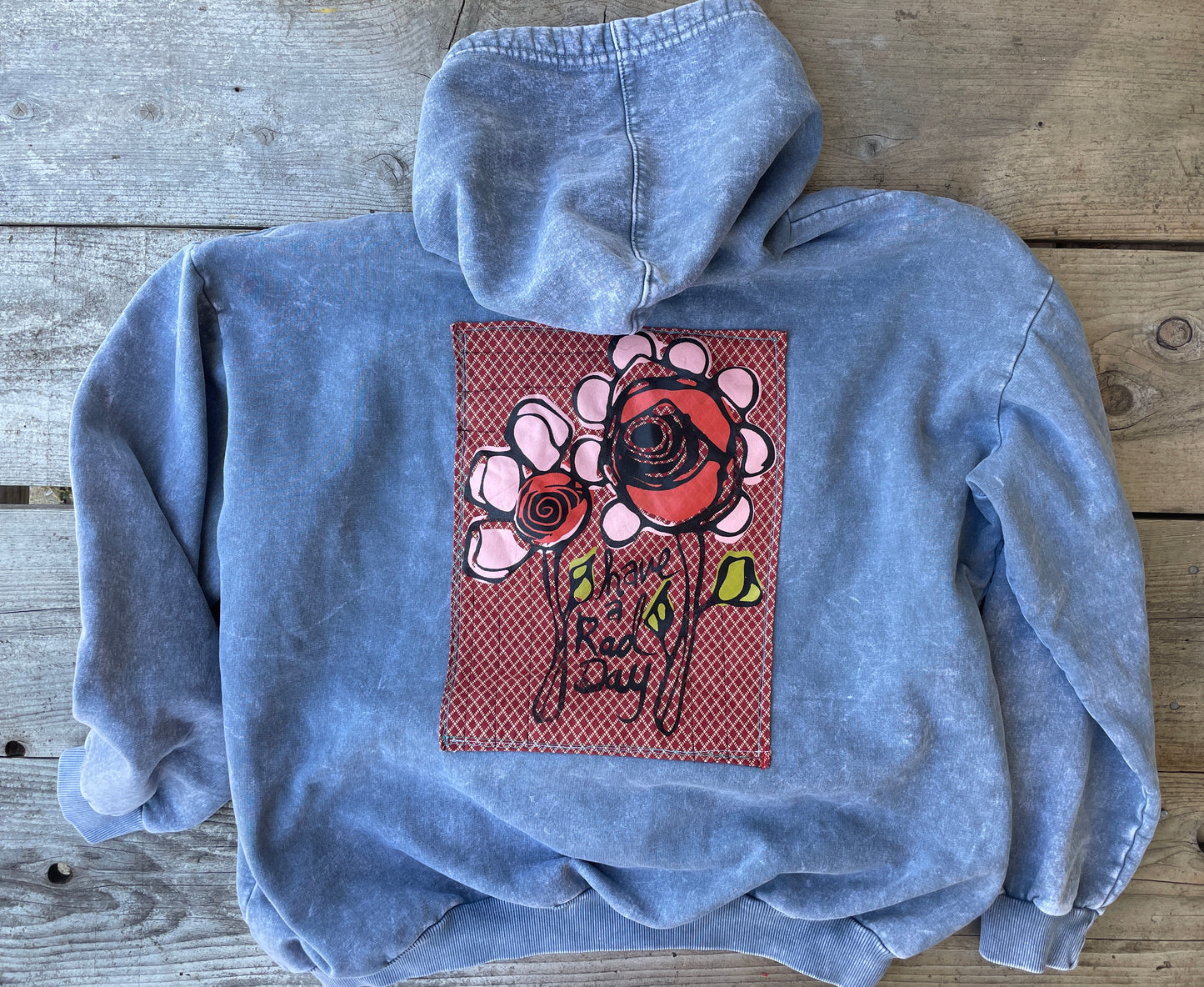 Acid washed stone blue Hooded Sweatshirt