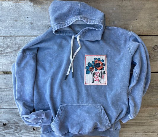Acid washed stone blue Hooded Sweatshirt